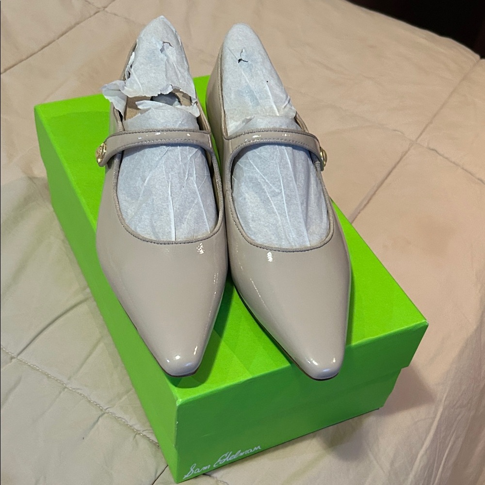 Sam Edelman Women's Taupe Patent Mary Jane Flats